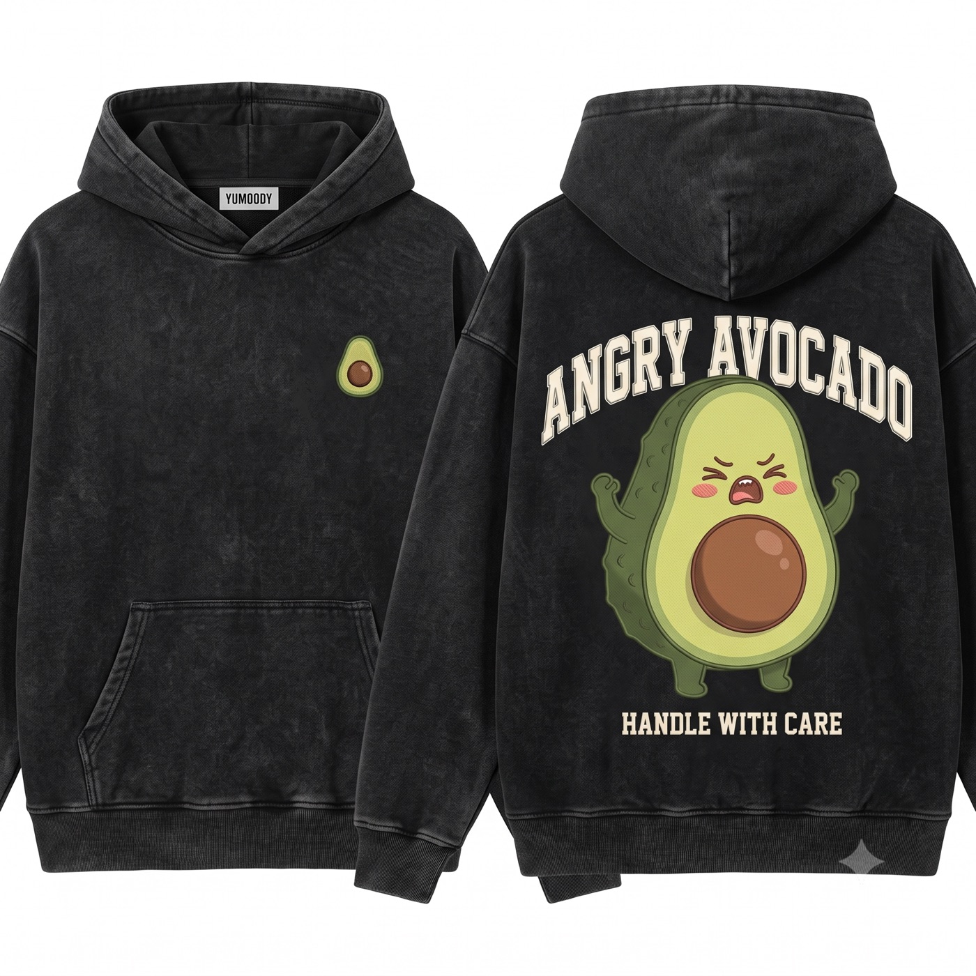 Handle With Care Hoodie featuring Angry Avocado
