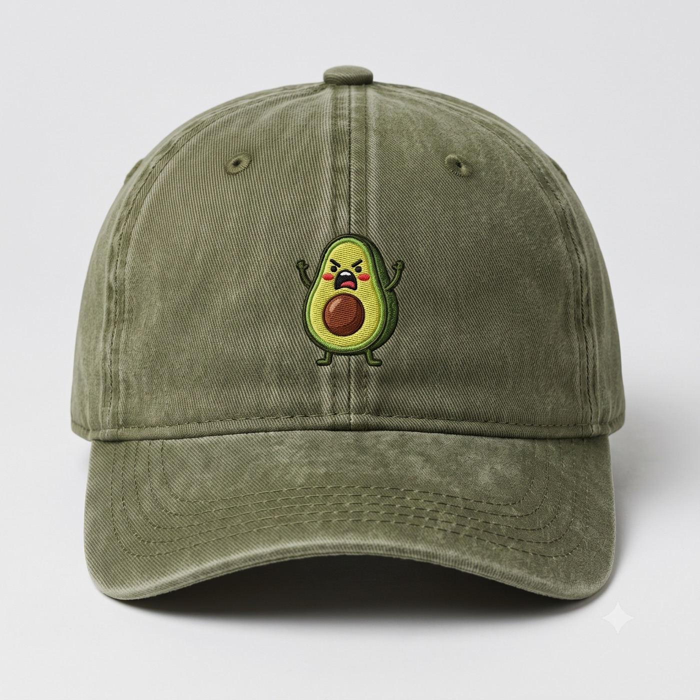 Angry Avocado Olive Cap featuring Angry Avocado