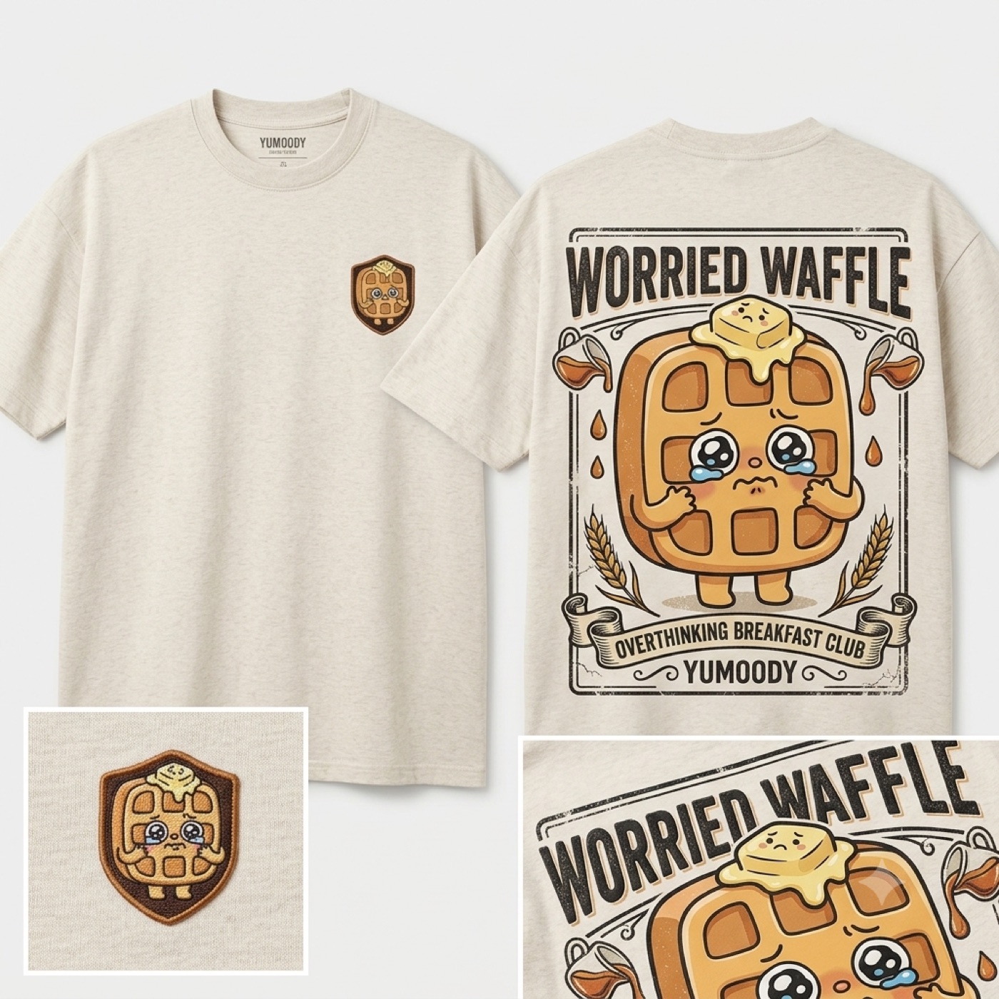 Overthinking Breakfast Club Tee featuring Worried Waffle